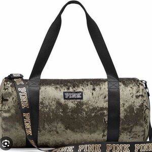 PINK Victoria's Secret Men's Velvet Olive Duffel Bag